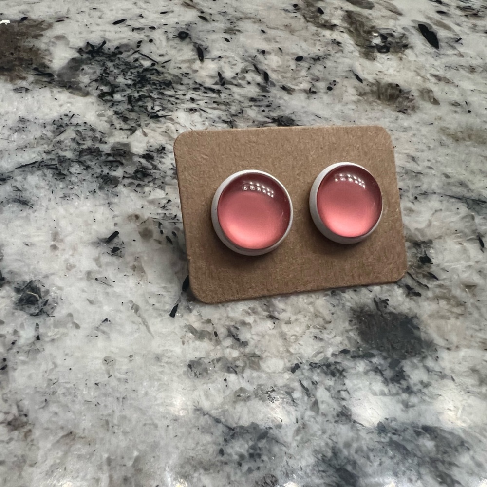 Pink stud earrings